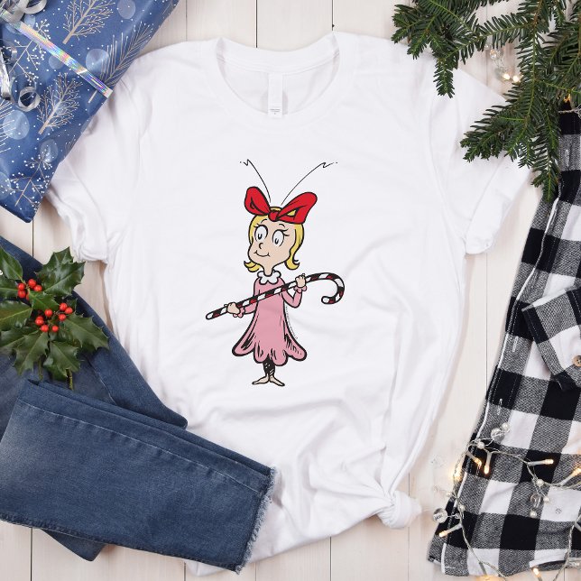 Camiseta O Grinch | Cindy-Lou Quem - Segurando Bastão de Do (Criador carregado)