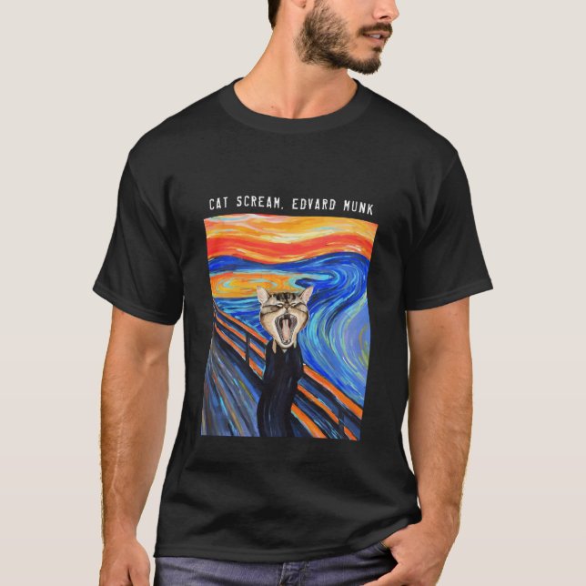 Camiseta O gritar do gato, Edvard Munch. Memes Engraçados (Frente)