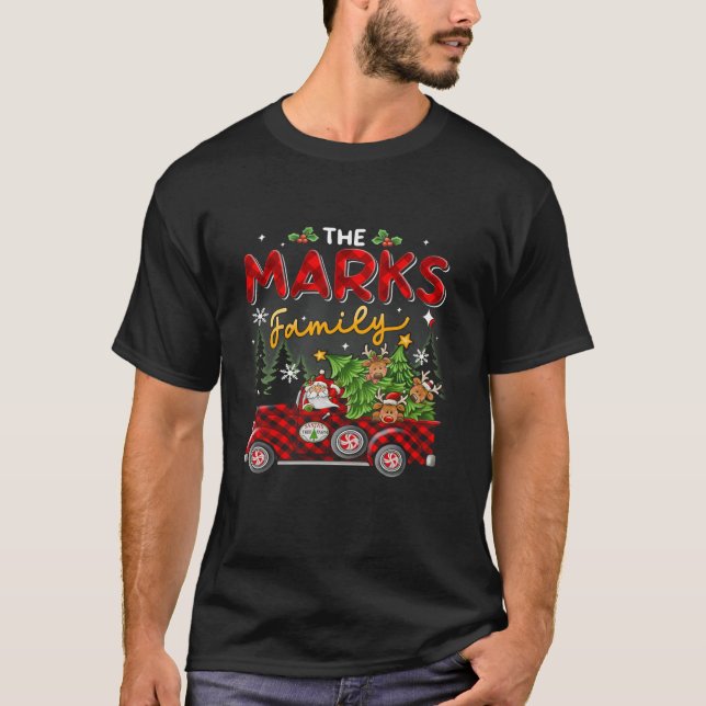 Camiseta O Grupo de Pijamas do Natal da Família Marks (Frente)