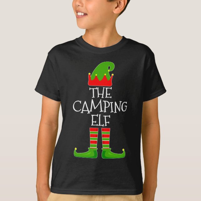 Camiseta O Grupo Elf Cute de Camping que Corresponde ao Nat (Frente)