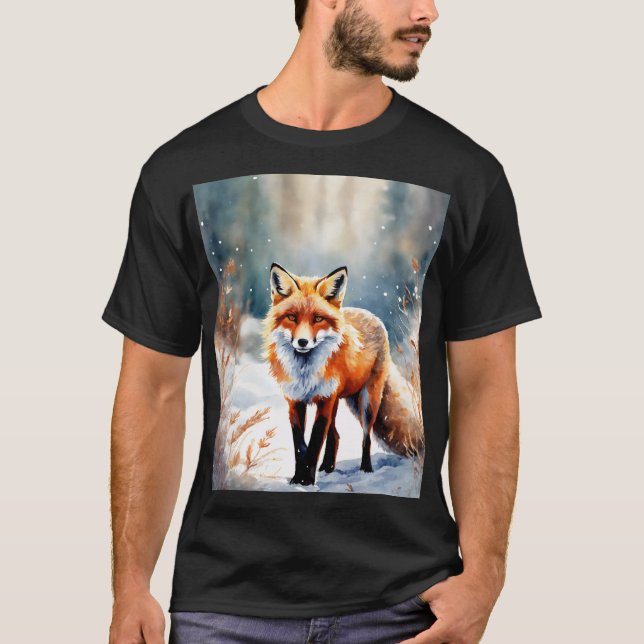 Camiseta O Guardião de inverno: Raposa na Neve (Frente)