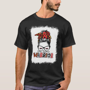 Camiseta O Guerreiro da Doença Cardíaca Leopard Messy Bun H