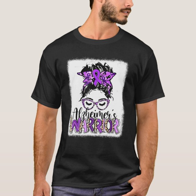 Camiseta O guerreiro de Alzheimer Messy Bun Bleached Alzhei (Frente)