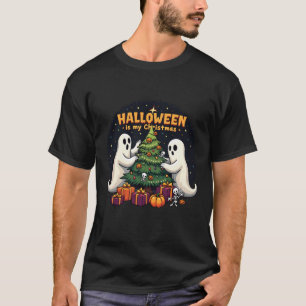 Camiseta O Halloween é meu Papai noel de Natal Engraçado Gh