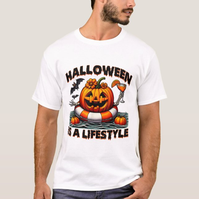 Camiseta O Halloween É Um Dia das Bruxas Louco De Estilo De (Frente)