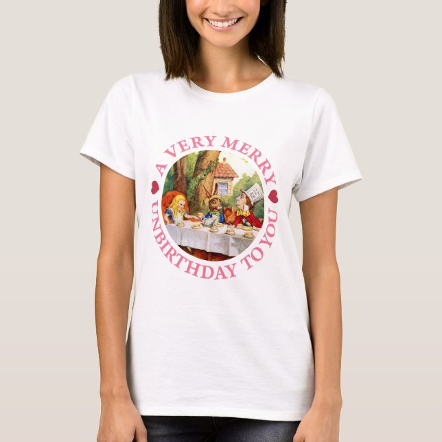 Camiseta O Hatter louco diz-lhe um Unbirthday muito alegre! (Frente)