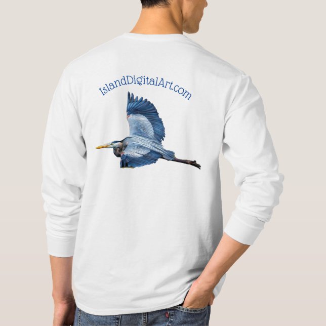 Camiseta O Herão Azul da Ilha em Voo (Verso)