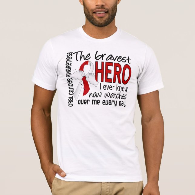 Camiseta O herói o mais bravo eu conheci nunca o cancer (Frente)