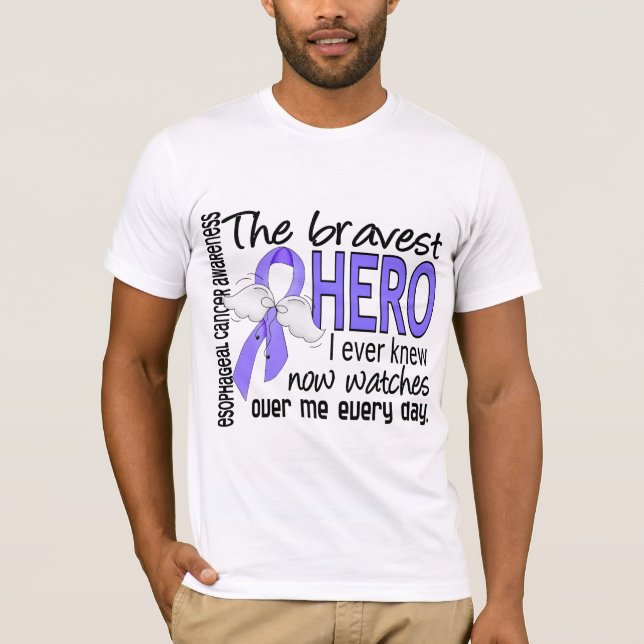 Camiseta O herói o mais bravo eu conheci nunca o cancer (Frente)