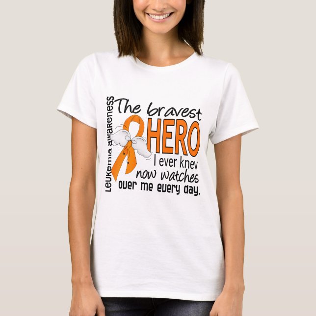 Camiseta O herói o mais bravo eu soube nunca a leucemia (Frente)