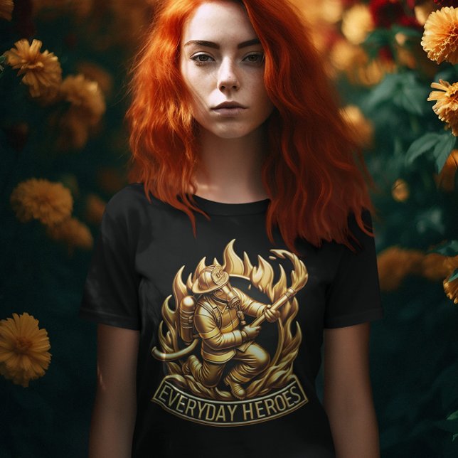 Camiseta O Heroico Bombeiro: Pronto para Combater as Chamas (Criador carregado)