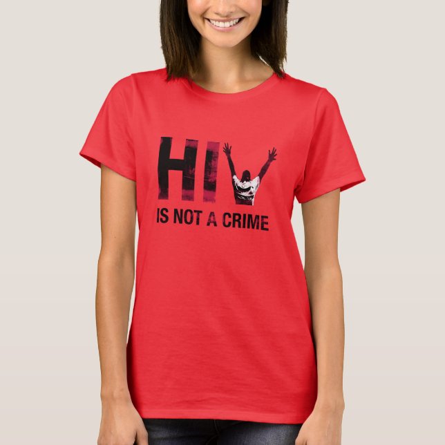 Camiseta O HIV não é um crime - Arte Vermelha Grunge (Frente)