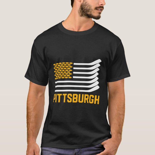 Camiseta O Hockey De Pittsburgh É Americano (Frente)