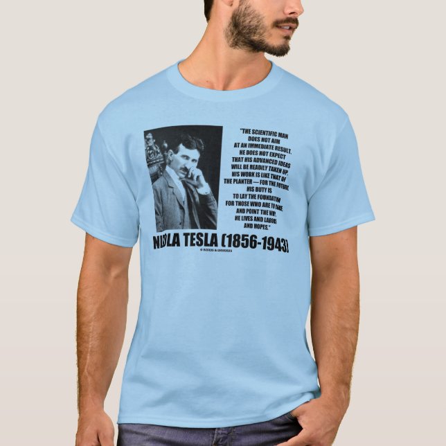 Camiseta O homem científico de Nikola Tesla não aponta (Frente)