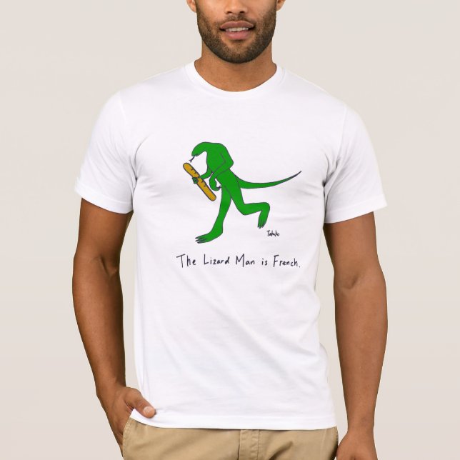 Camiseta O homem do lagarto é francês. (Homens) (Frente)