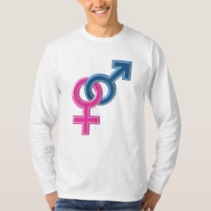 Camiseta O homem fêmea acoplou símbolos