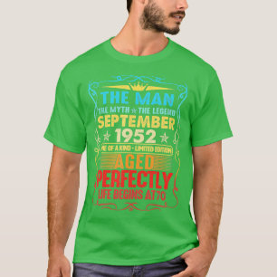 Camiseta O Homem Mito Lenda Feita Em Setembro De 1952, 70 B
