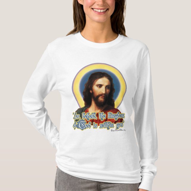 Camiseta O Hoody JC01 das mulheres do cristo (Frente)