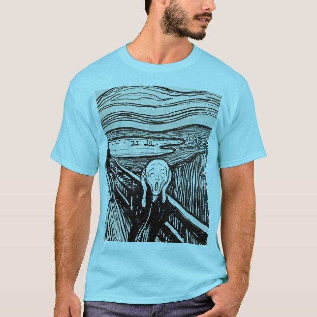 Camiseta O Horizonte Azul Edvard Munch do Gritar (Frente)