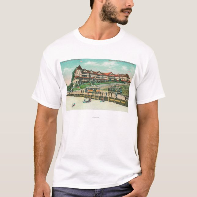 Camiseta O hotel da praia do mar da praia (Frente)