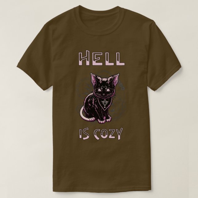 Camiseta O Inferno É Cozy Kitten Satã Gótico Baphomet (Frente do Design)