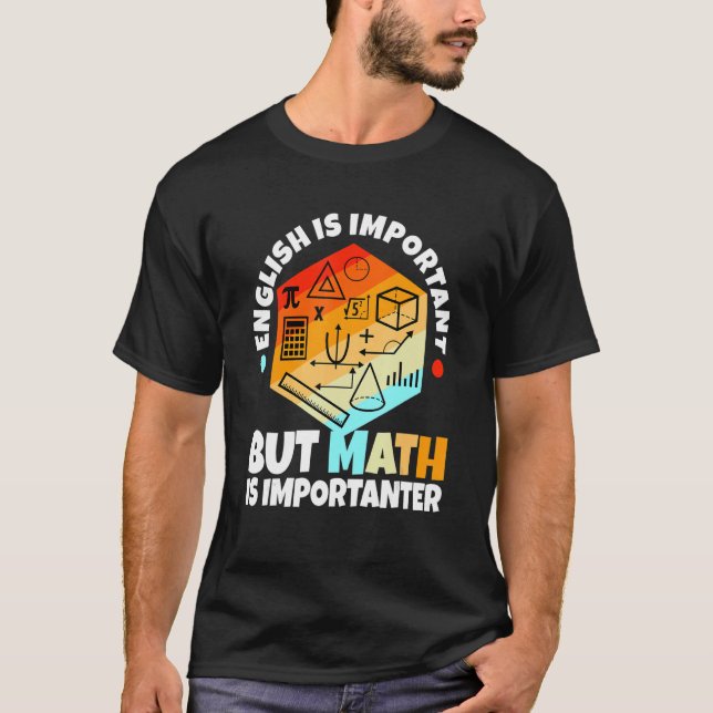 Camiseta O inglês é importante, mas a matemática é importan (Frente)