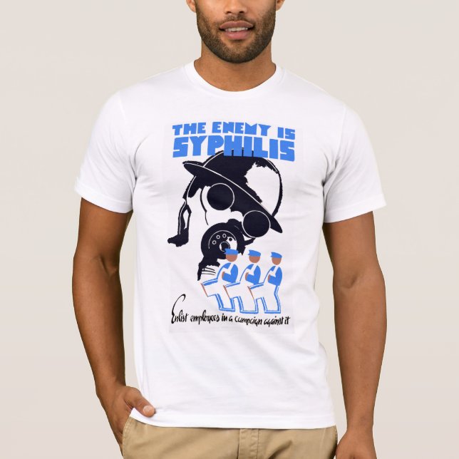 Camiseta O inimigo é sífilis (Frente)