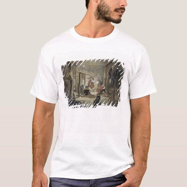 Camiseta O interior de uma cabana de um chefe de Mandan, (Frente)