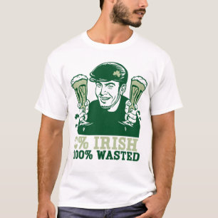 Camiseta O irlandês de 0%, 100% desperdiçou o t-shirt