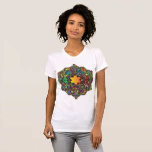 Camiseta O jérsei fino da mulher cor-de-rosa da mandala