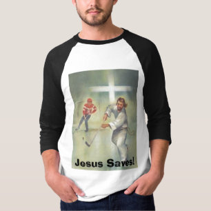 Camiseta o jesus-hóquei-jogador, Jesus salvar!