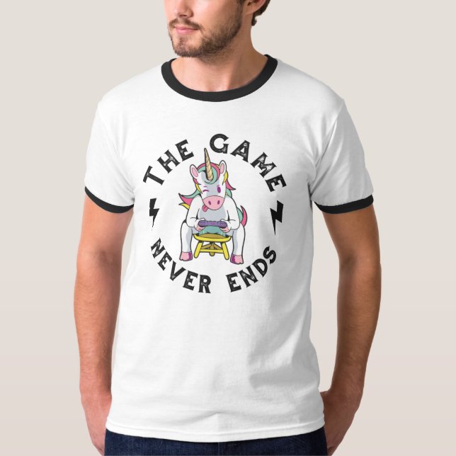 Camiseta O jogo nunca acaba para Unicórnios (Frente)