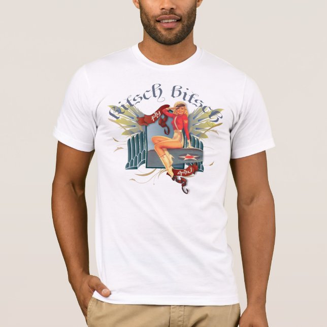Camiseta O kitsch Bitsch: Pin-Acima do tatuagem da menina (Frente)