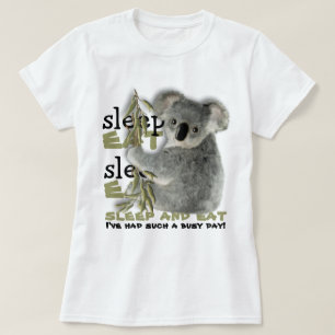 Camiseta O Koala bonito come e dorme