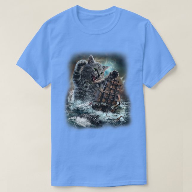 Camiseta O Kraken é o lendário monstro do mar de Gato Gigan (Frente do Design)