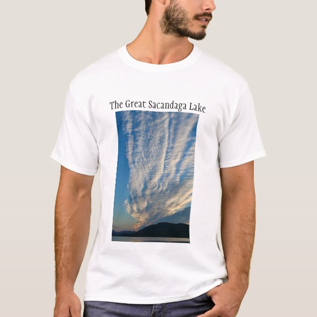 Camiseta O lago Excelente Sacandaga pela manhã (Frente)
