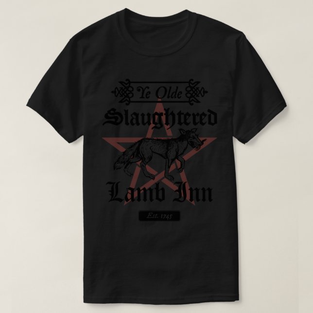 Camiseta O Lamb Abatido Num Lobisomem Americano em L (Frente do Design)