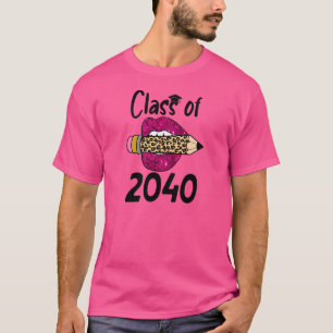 Camiseta O Lápis Rosa Volta À Classe Escolar De 2040 Cresce