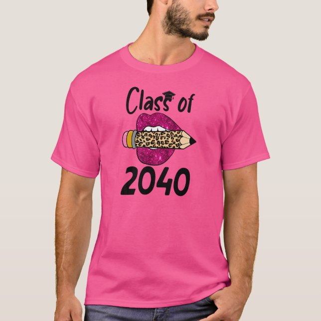 Camiseta O Lápis Rosa Volta À Classe Escolar De 2040 Cresce (Frente)
