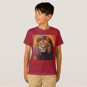 Camiseta o leão-arco-íris