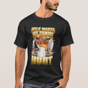 Camiseta O Leite Faz a Minha Barriga Doer Vaca Engraçada Me