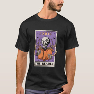 Camiseta O Leitor Skeleton Gothic Mystical Book Vintage T