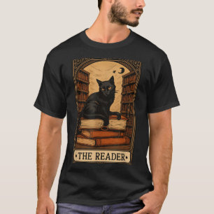Camiseta O Leitor Tarot do Gato Preto Livro Leitura Hallowe