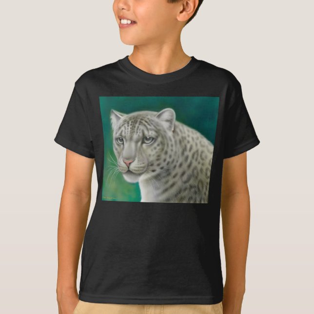 Camiseta O leopardo de neve caçoa o t-shirt escuro (Frente)