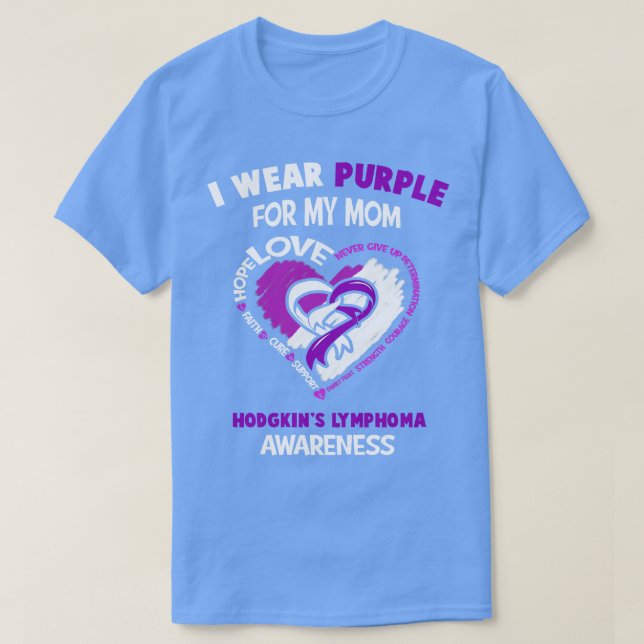 Camiseta O Linfoma Hodgkins Consciência Eu Visto Roxo Para  (Frente do Design)