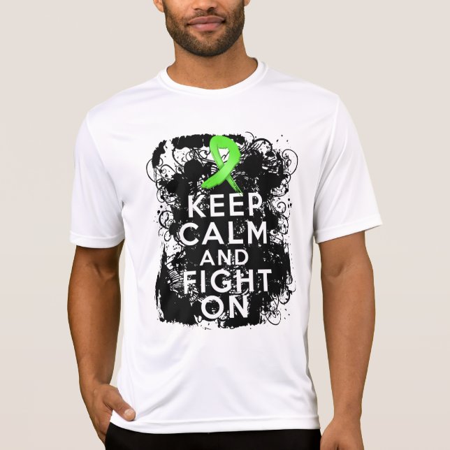 Camiseta O linfoma mantem a calma e luta-a sobre (Frente)