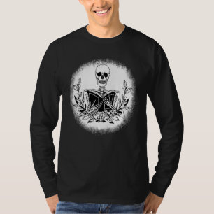 Camiseta O Livro Leitor de Esqueleto Leitura do Caderno