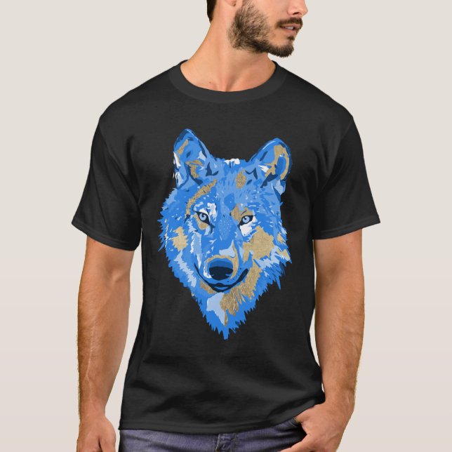 Camiseta O lobo é dourado azul clássico (Frente)