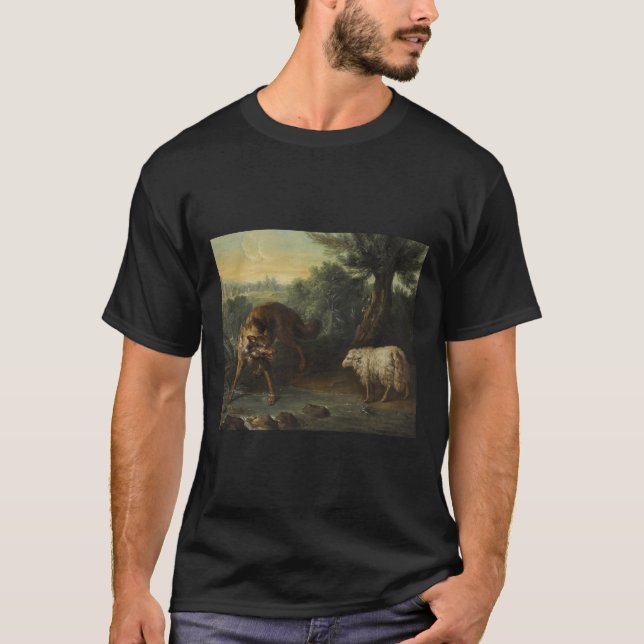 Camiseta O Lobo e o Lamb (por Jean-Baptiste Oudry) (Frente)