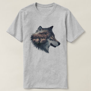 Camiseta O lobo e o rebanho de ovelhas